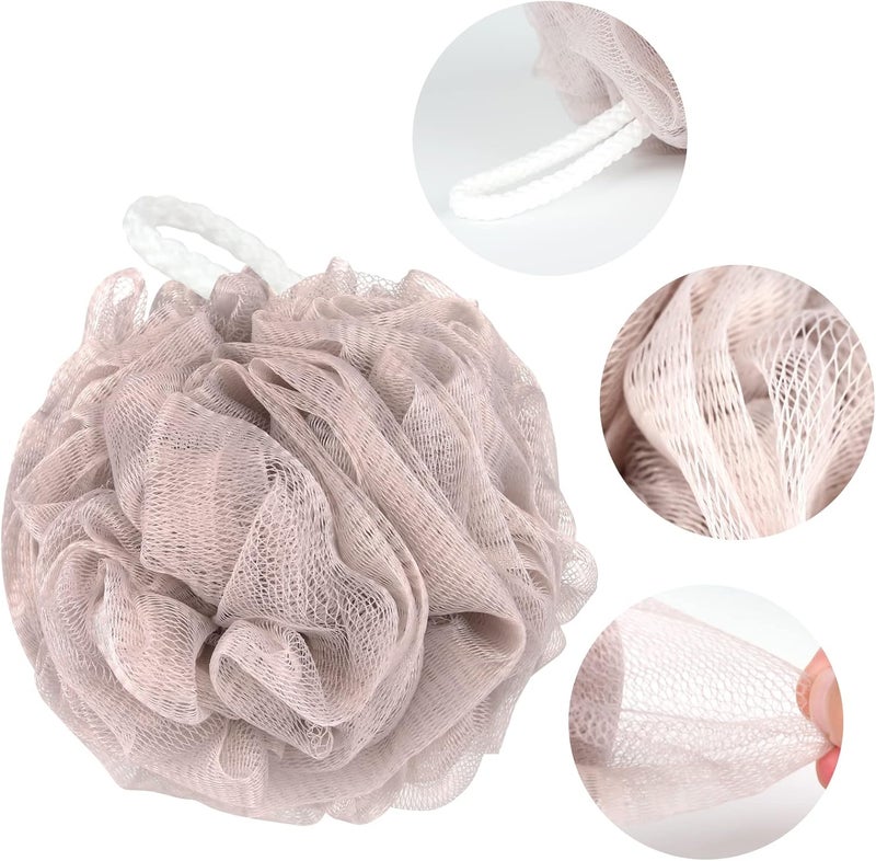 F-U Store Loofah Sponge Shower Loofahs 70g Bath Sponges Mesh Balls 4 Colors for Body Scrubber Exfoliator Wash Back Scrubbers Bathroom Men Women 4 Pack Cleaning Bathing Accessories Blue Beige Green Pink - Image 3
